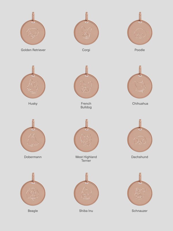 Sybil Necklace in Rose Gold - Dog Illustration