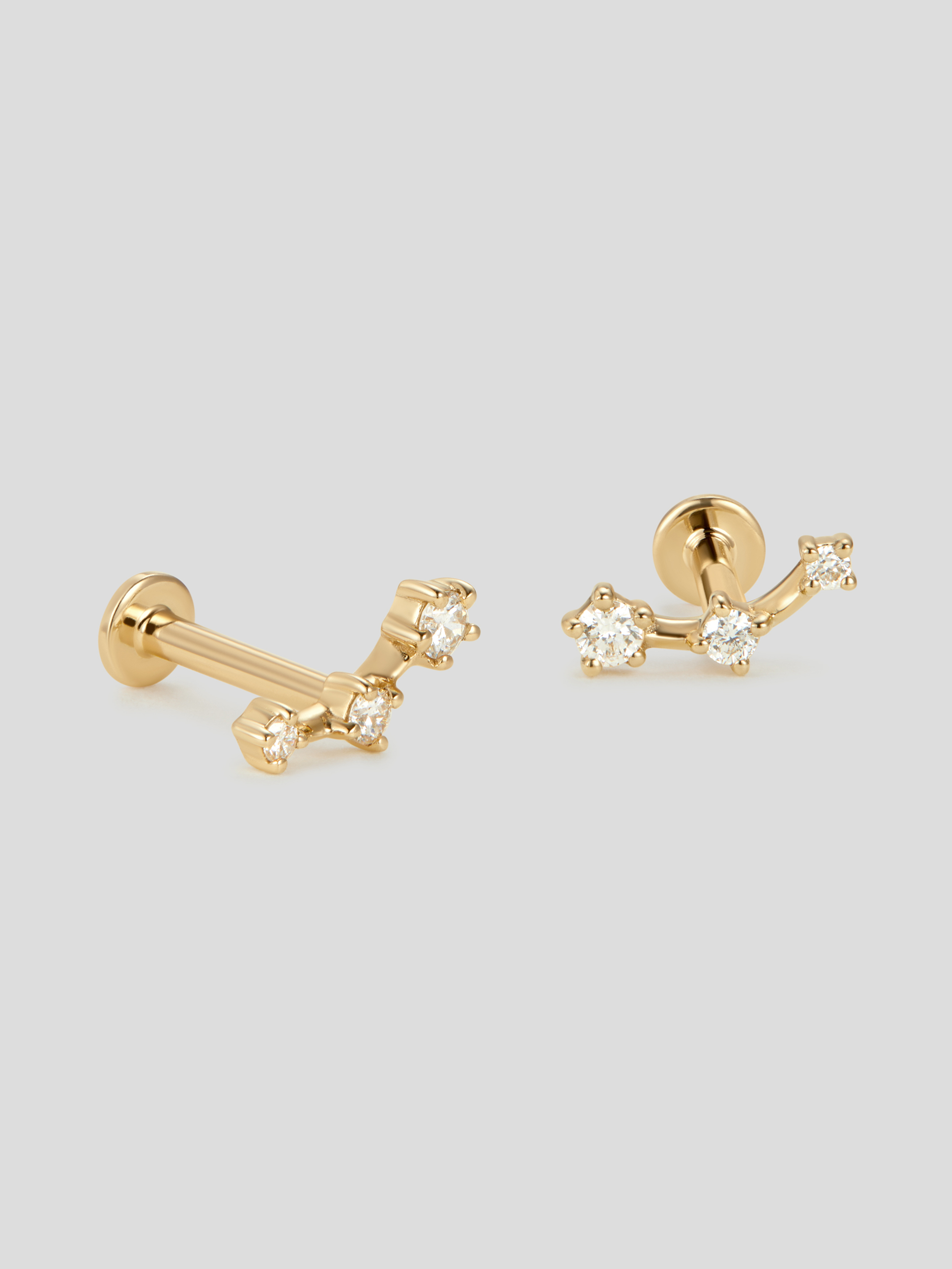 Lyra Threaded Labret Earring - Diamonds in 14k Gold | Curious Creatures