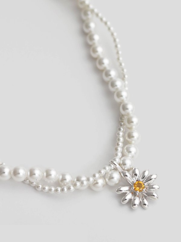 Strange x Curious - Pace Necklace - Freshwater Pearls & Citrine in Silver