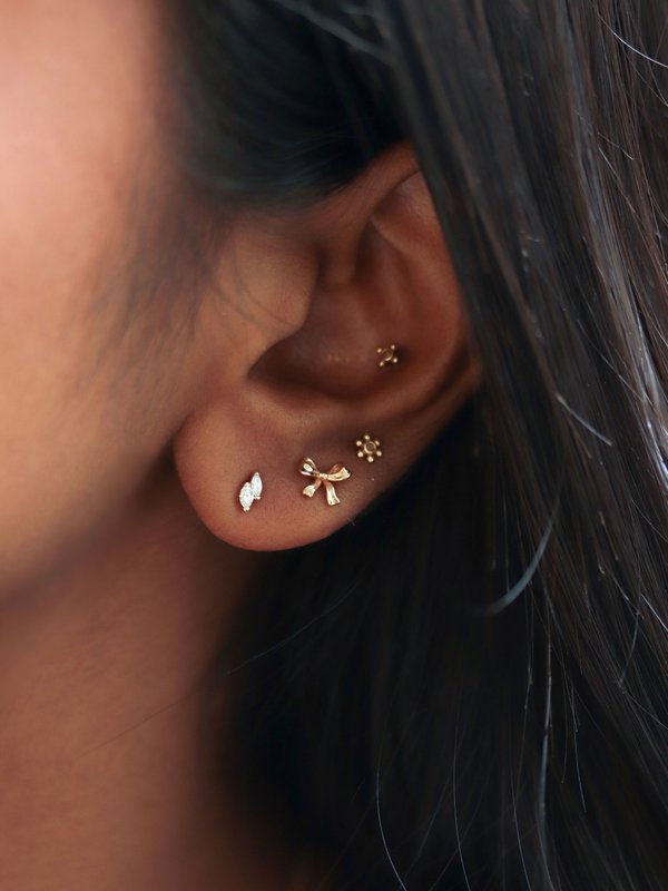 Petaline Ear Studs - Diamonds in 14k Gold