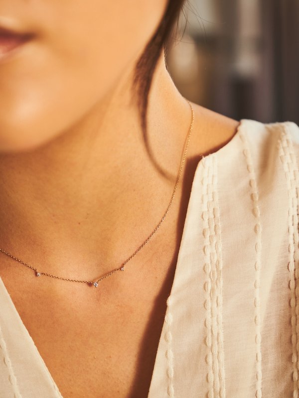 Moire Necklace - Diamond in 14k Gold