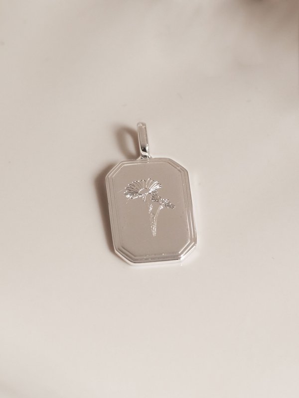 Armory Pendant (Medium) in Silver - Birth Flower