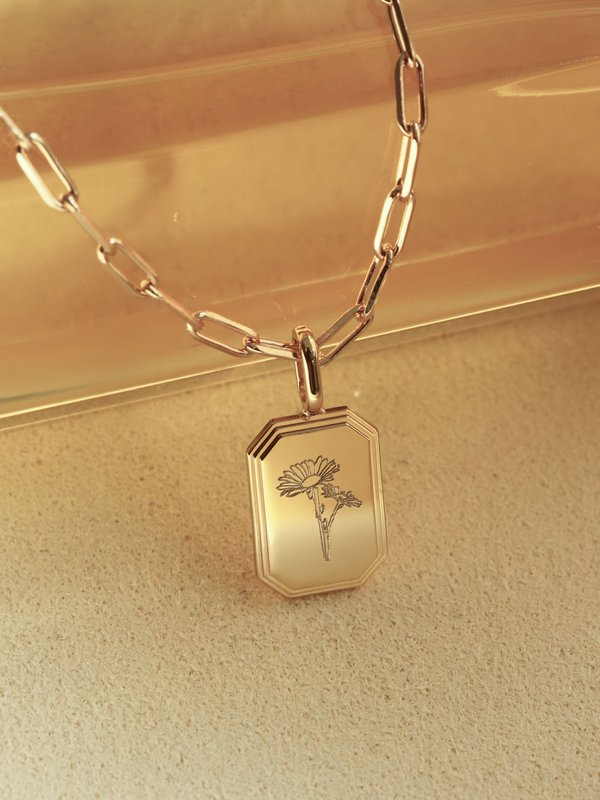 Armory Necklace (Medium) in Champagne Gold - Birth Flower
