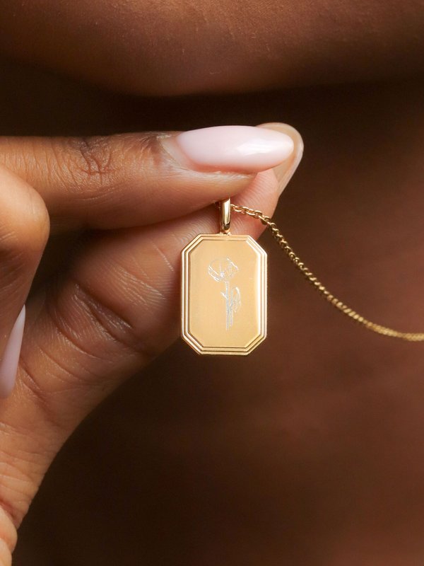 Armory Necklace (Medium) in Champagne Gold - Birth Flower
