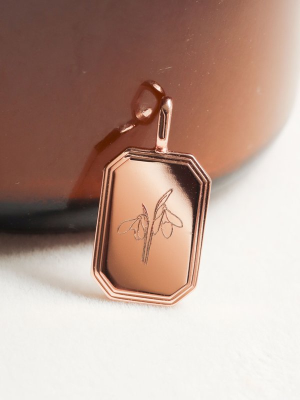 Armory Pendant (Medium) in Rose Gold - Birth Flower