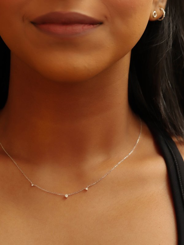 Moire Necklace - Diamond in 14k White Gold