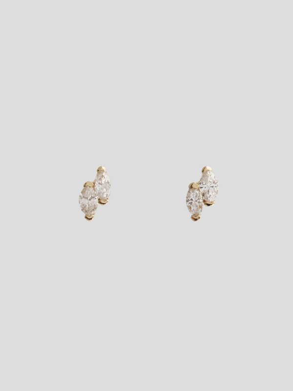 Petaline Ear Studs - Diamonds in 14k Gold
