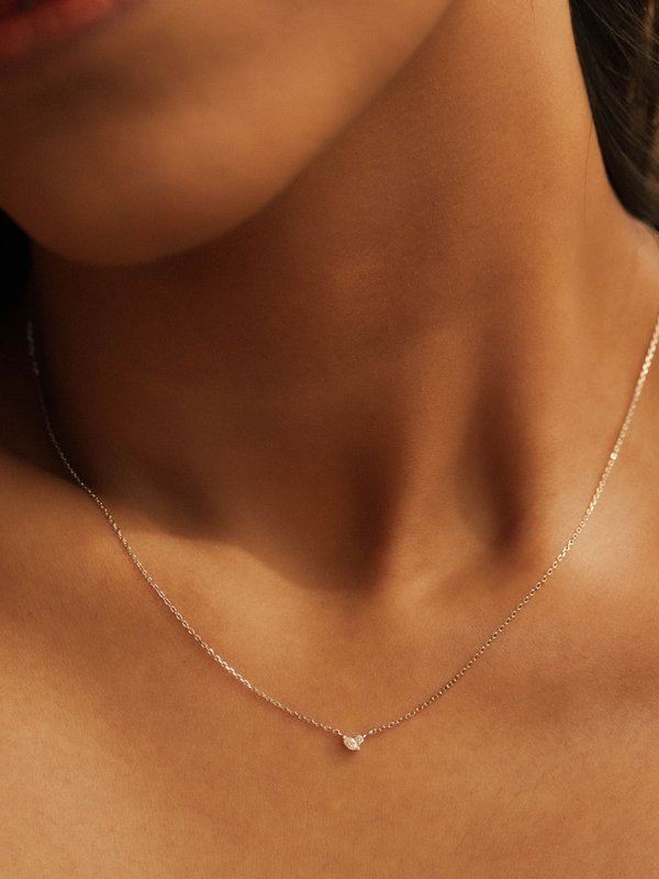 Petal Necklace - Diamond in 14k White Gold