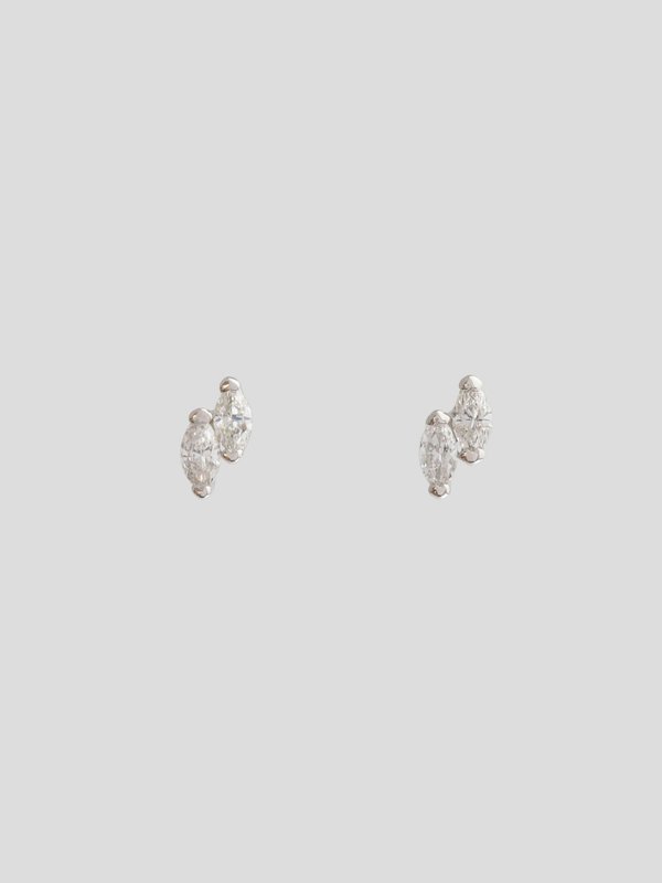 Petaline Ear Studs - Diamonds in 14k White Gold