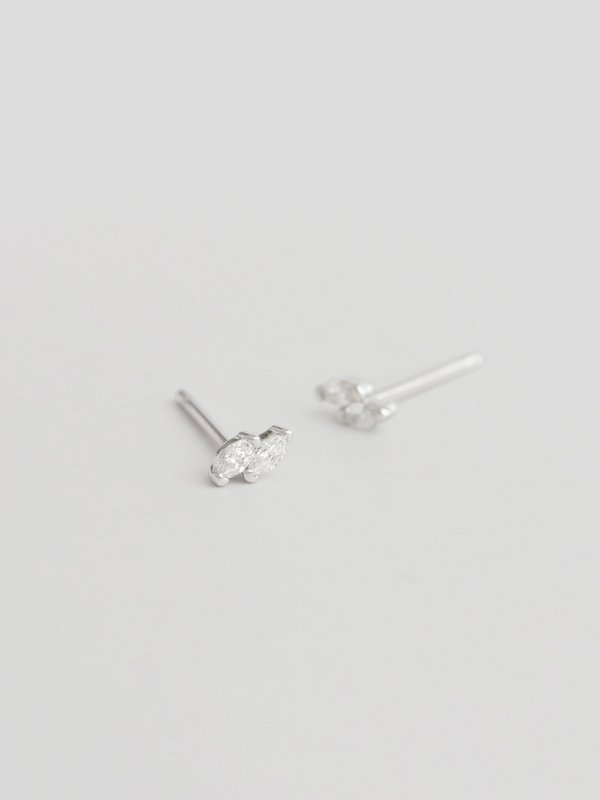 Petaline Ear Studs - Diamonds in 14k White Gold