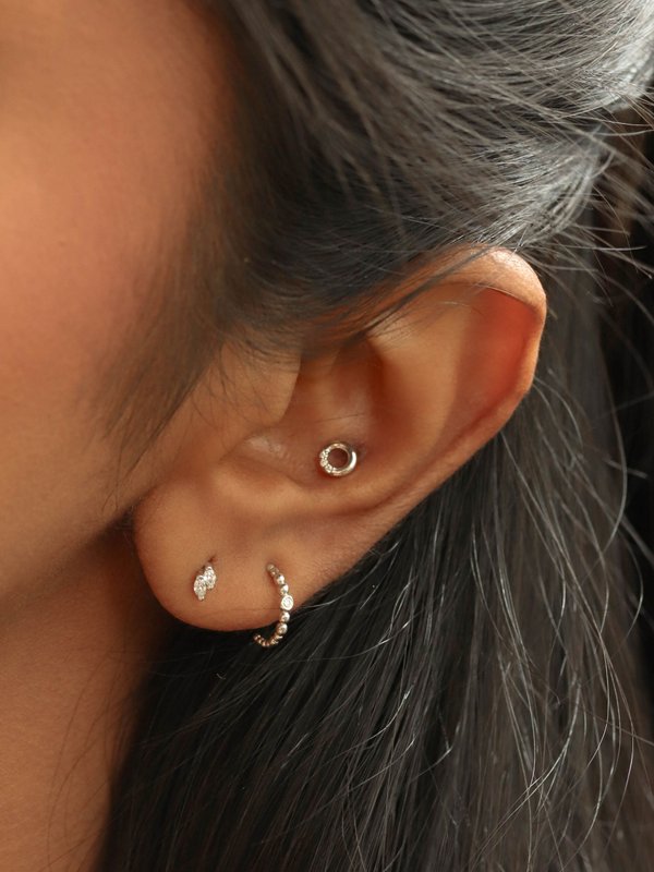 Petaline Ear Studs - Diamonds in 14k White Gold