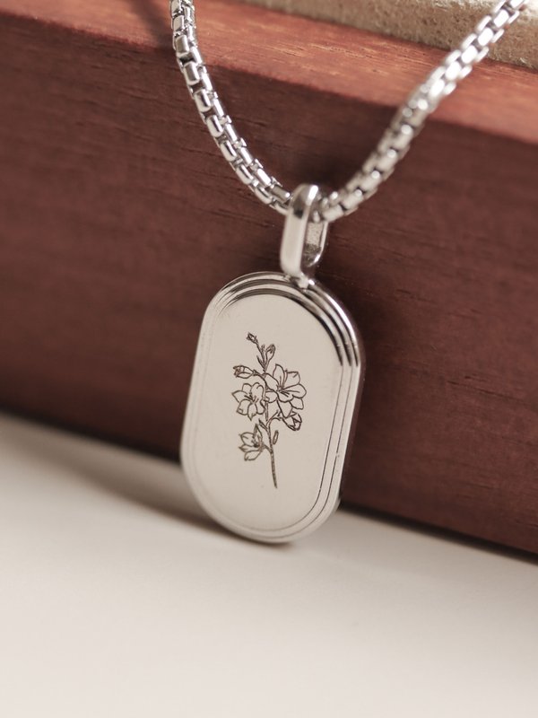Sire Necklace (Medium) in Silver - Birth Flower