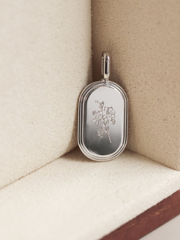 Sire Pendant (Medium) in Silver - Birth Flower