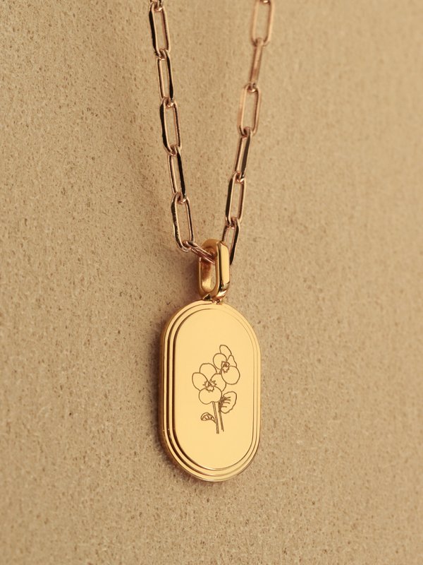 Sire Necklace (Medium) in Champagne Gold - Birth Flower