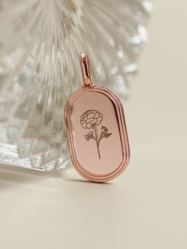 Sire Pendant (Medium) in Rose Gold - Birth Flower