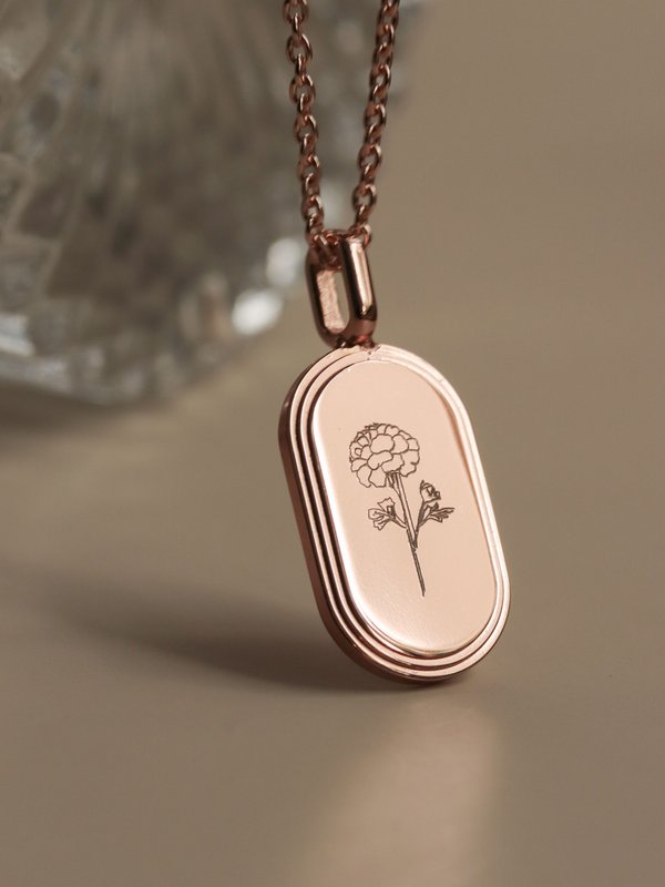 Sire Necklace (Medium) in Rose Gold - Birth Flower