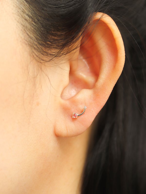 Starfield Earrings - Diamond & Moonstone in 14k White Gold