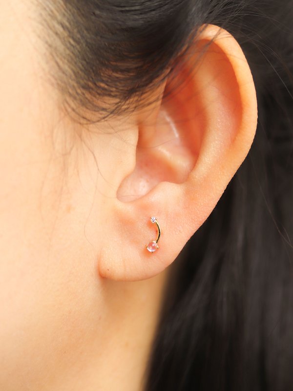 Starfield Earrings - Diamond & Moonstone in 14k Gold