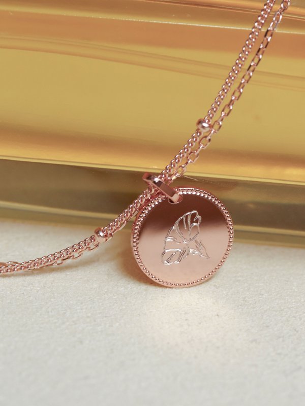 Sybil Necklace in Rose Gold - Birth Flower