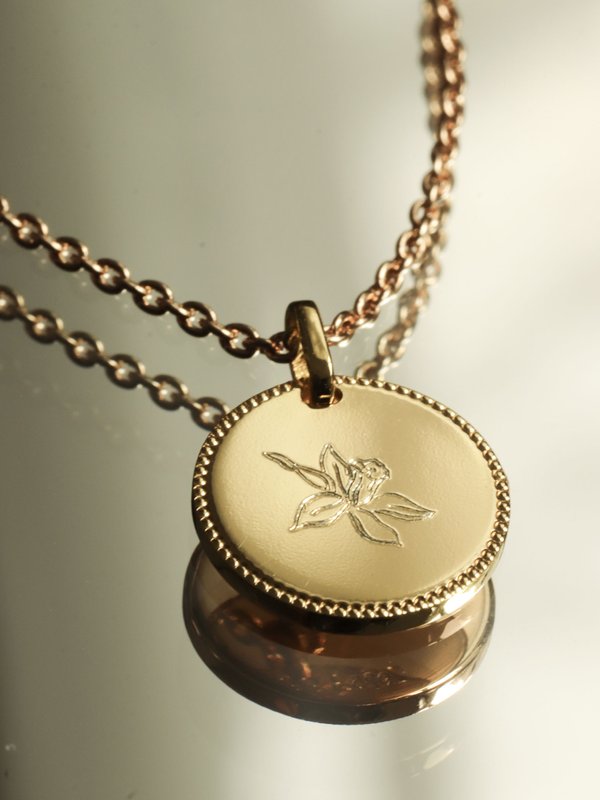 Sybil Necklace in Champagne Gold - Birth Flower