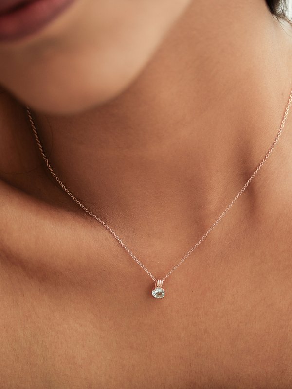 Vienna Necklace - Sky Blue Topaz in Rose Gold