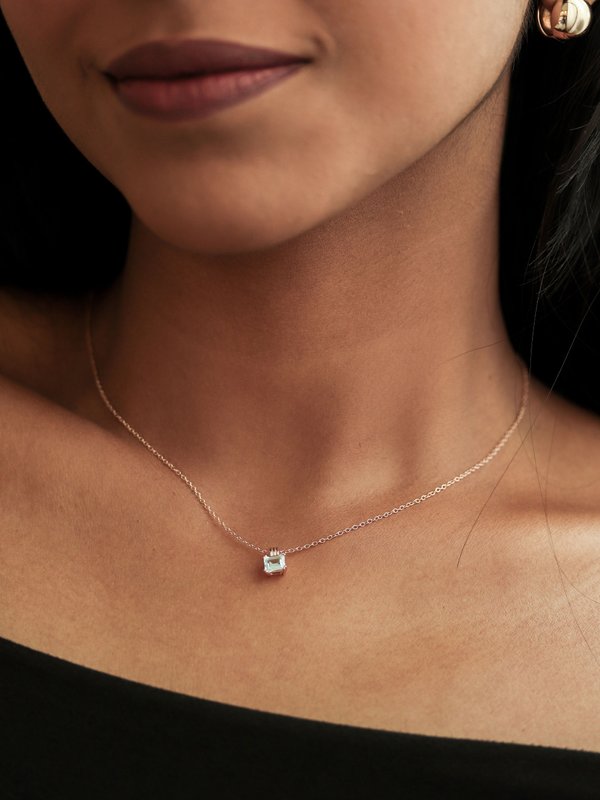 Vivienne Necklace - Sky Blue Topaz in Rose Gold