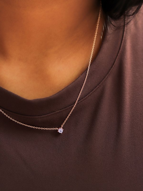 Dew Necklace - Tanzanite in Rose Gold