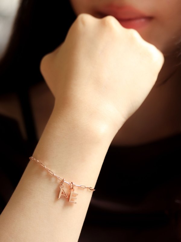 I Am Bracelet - A to Z Pendant with Chain in Rose Gold