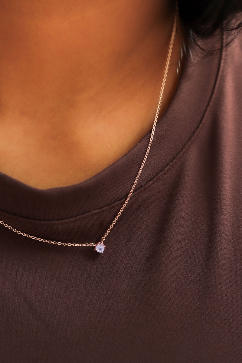 1945 Rose Gold Necklace with White Topaz