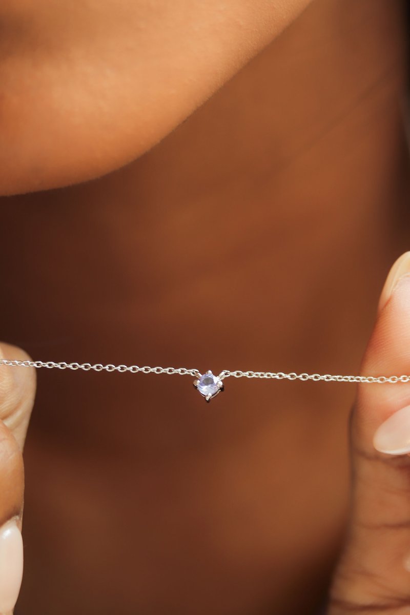 1945 Silver Necklace with White Topaz