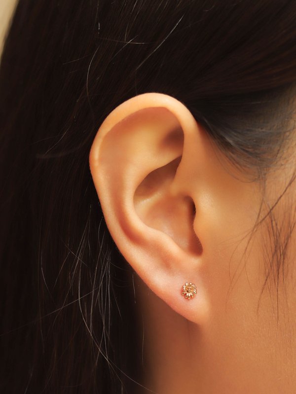 Aster Ear Studs in Champagne Gold