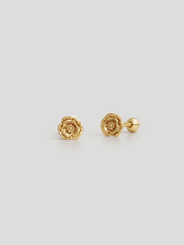 Poppy Ear Studs in Champagne Gold