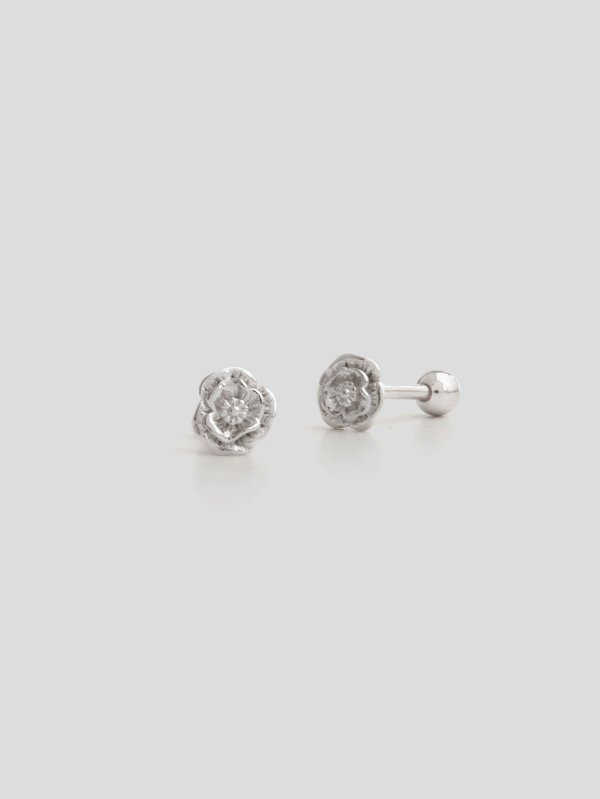 Poppy Ear Studs in Silver