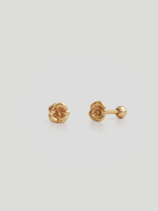 Violet Ear Studs in Champagne Gold