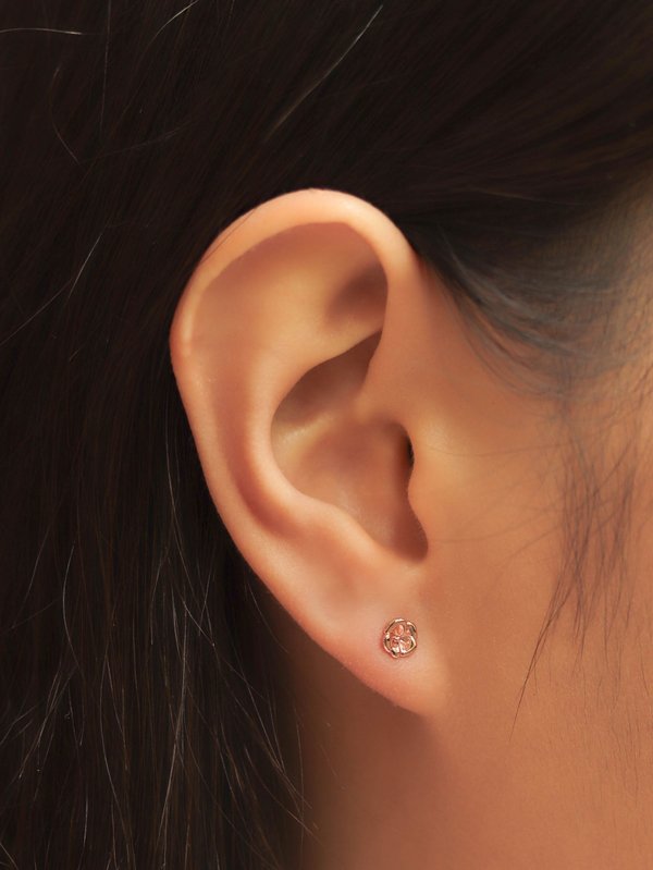 Violet Ear Studs in Rose Gold