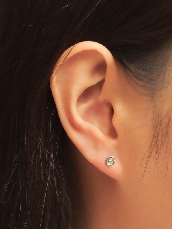 Violet Ear Studs in Silver