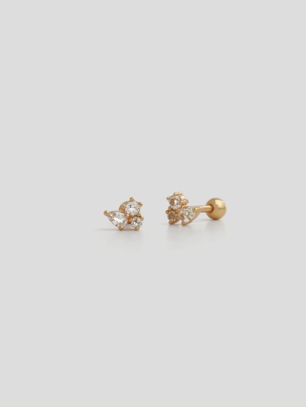 Flora Ear Studs - White Topaz in Champagne Gold