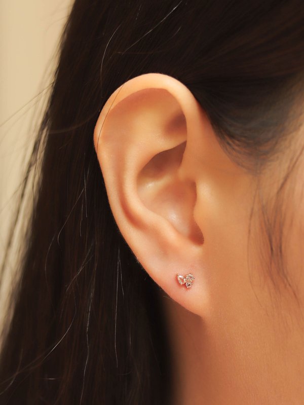 Flora Ear Studs - White Topaz in Champagne Gold