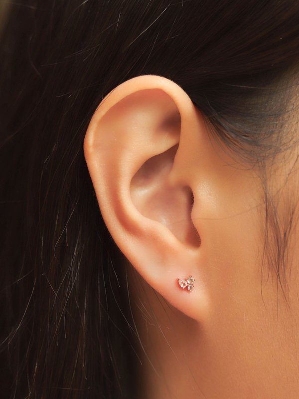 Flora Ear Studs - White Topaz in Rose Gold