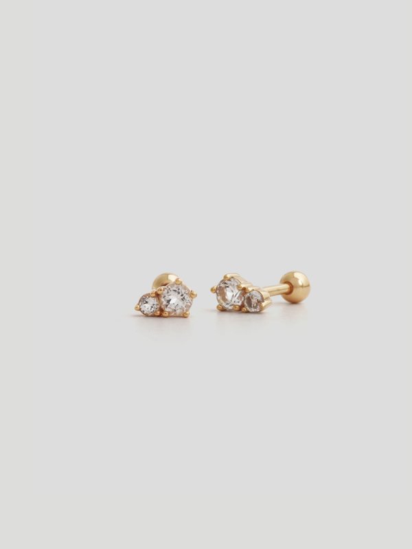 Starlit Ear Studs - White Topaz in Champagne Gold