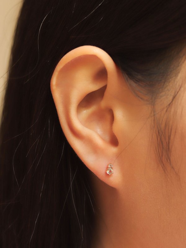 Starlit Ear Studs - White Topaz in Champagne Gold