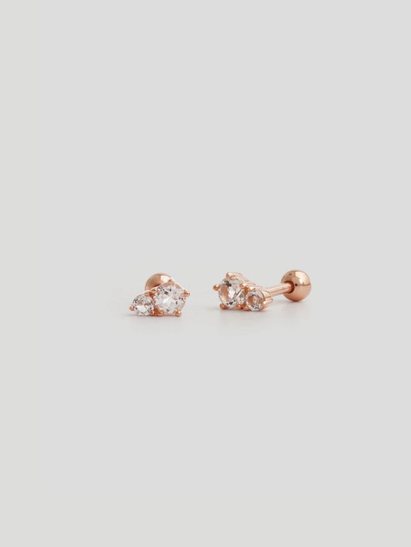 Starlit Ear Studs - White Topaz in Rose Gold