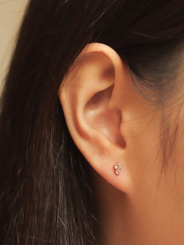 Starlit Ear Studs - White Topaz in Rose Gold