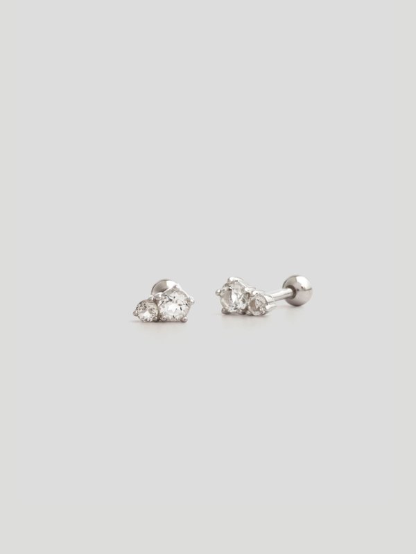 Starlit Ear Studs - White Topaz in Silver