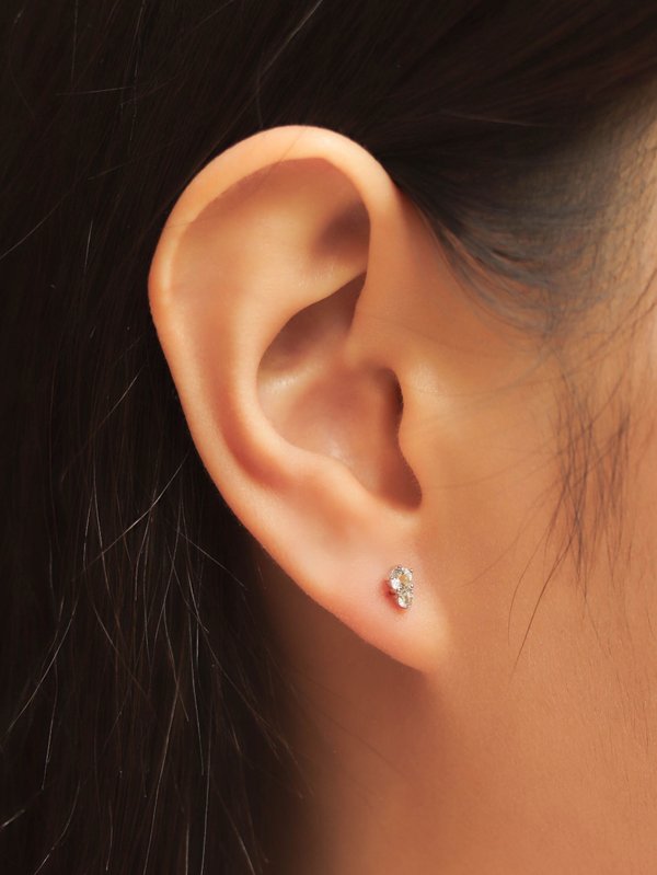 Starlit Ear Studs - White Topaz in Silver
