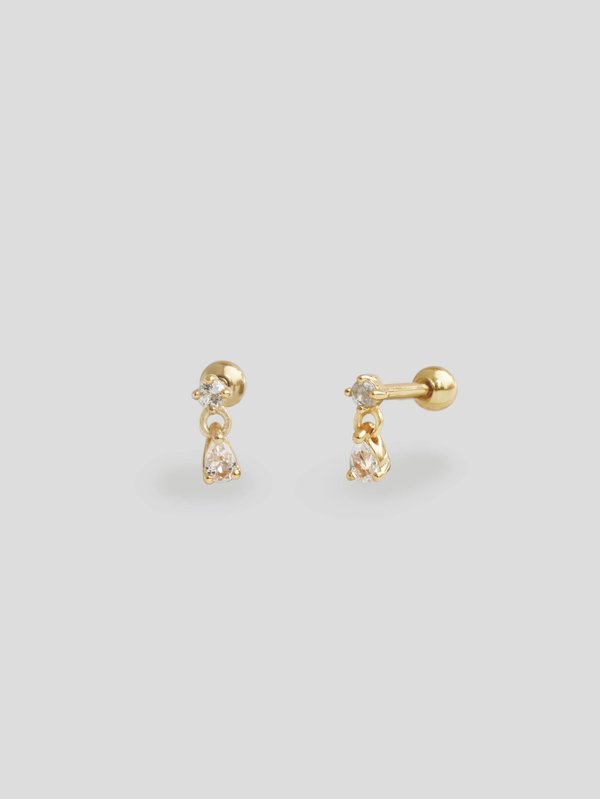Vela Ear Studs - White Topaz in Champagne Gold