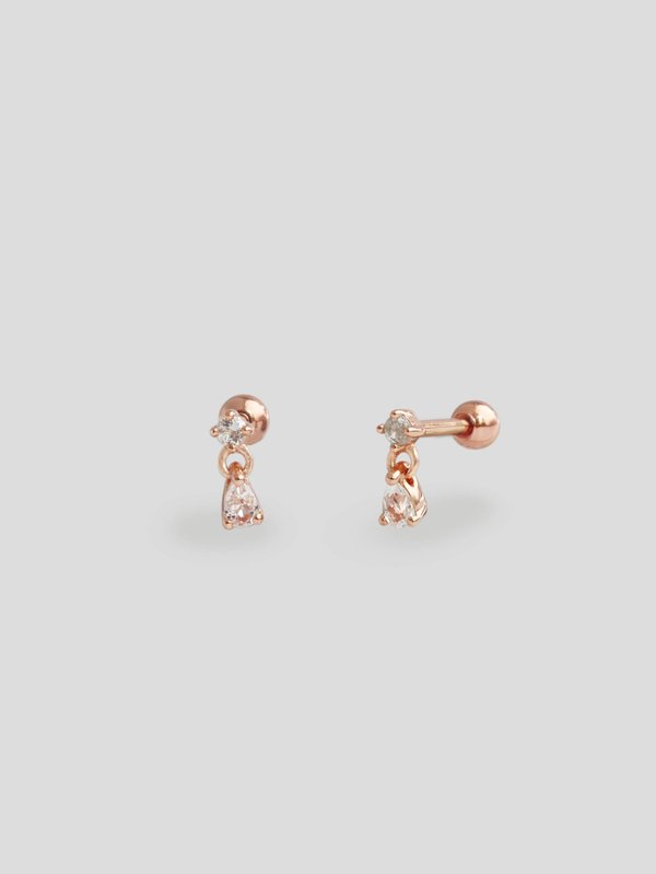 Vela Ear Studs - White Topaz in Rose Gold