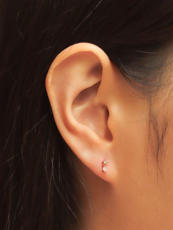 Vela Ear Studs - White Topaz in Rose Gold