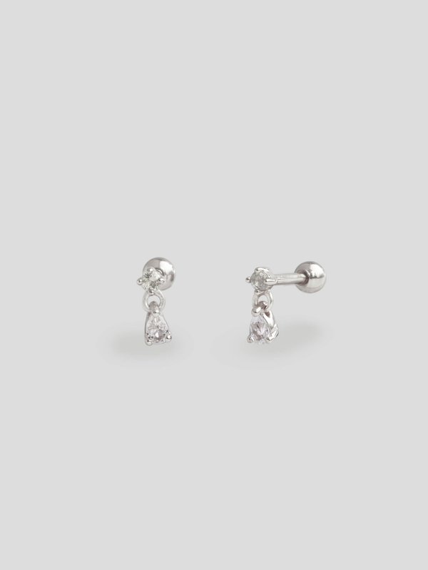 Vela Ear Studs - White Topaz in Silver
