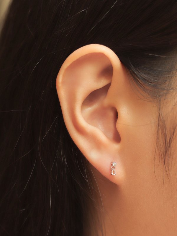 Vela Ear Studs - White Topaz in Silver